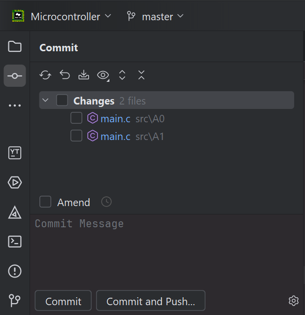 Git commit interface