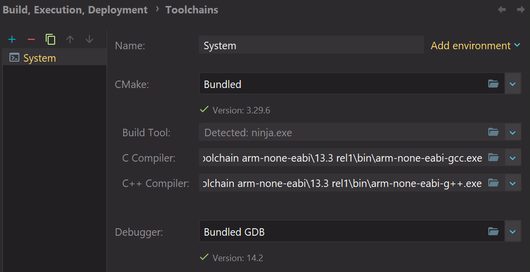 CLion toolchain
