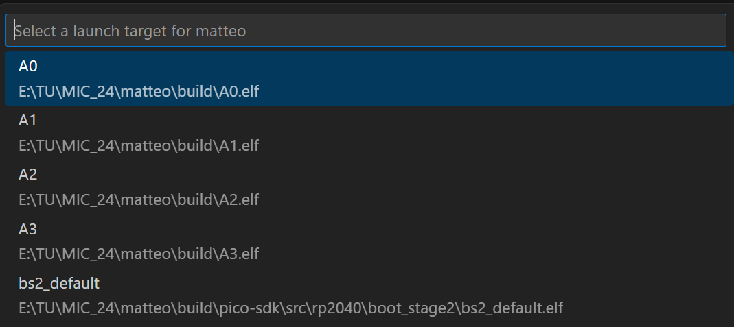 Selecting the CMake Run target